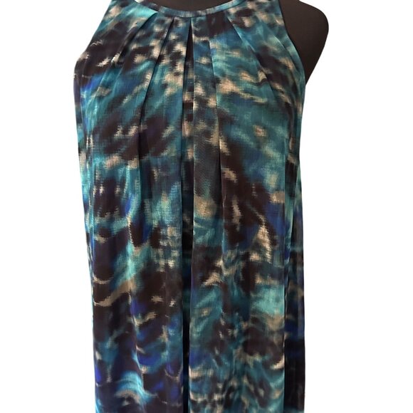 London Times green black blue sleeveless sheath dress size 2 - Picture 4 of 6